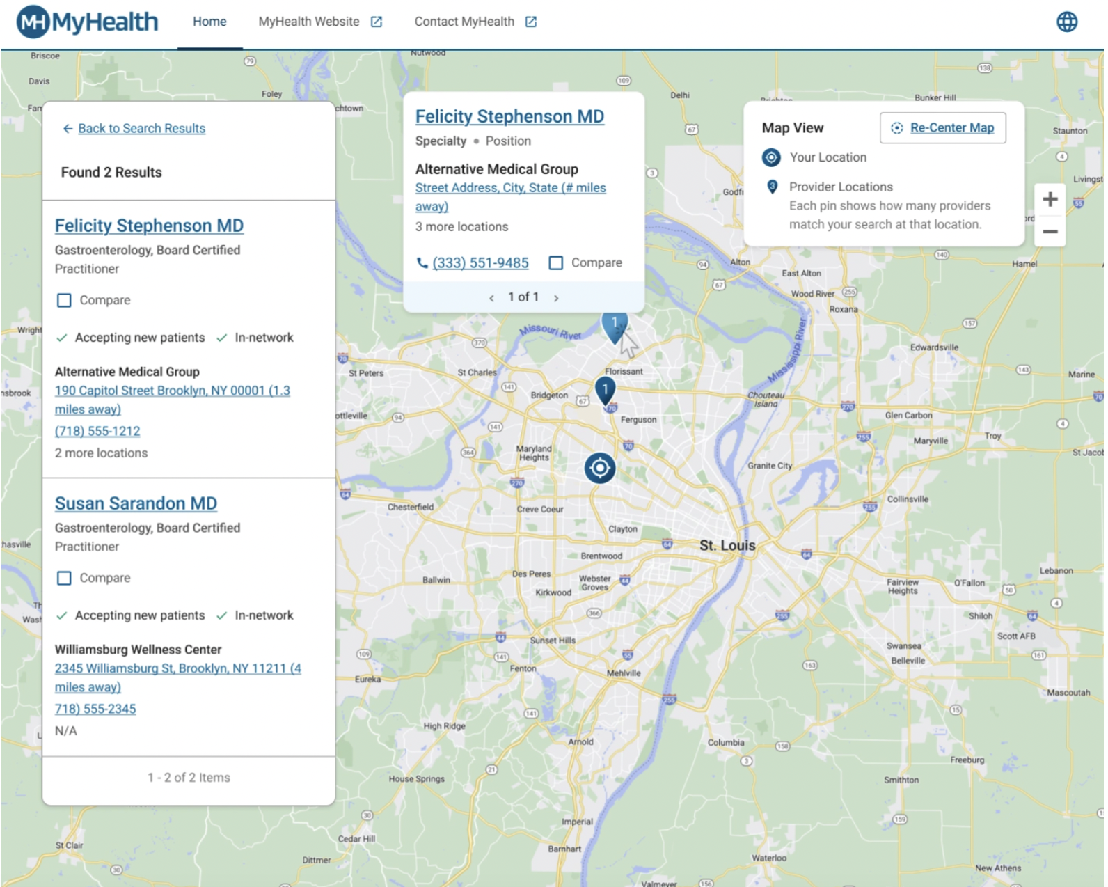 Prototype results map